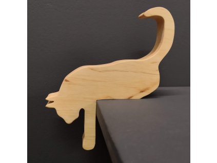 Wooden decoration cat lying down, solid wood, 17.5x15x2.5