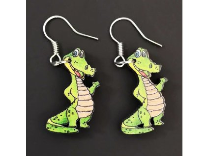 Wooden earrings crocodile 2 cm