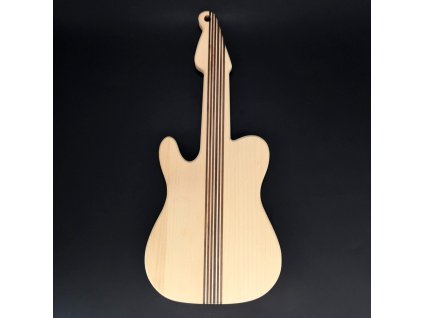 Holzschneidebrett in Form einer Gitarre, Massivholz, 45x20x2 cm
