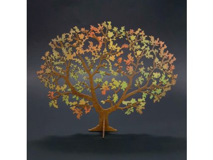 Dřevěný 3D strom v podzimních barvách , šířka 24 cm, tl. 3mm