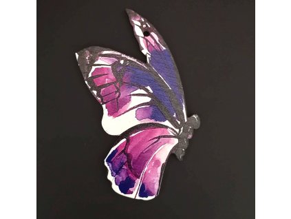 Wooden decoration butterfly purple 9cm