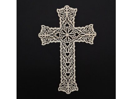 Wooden cross with ornament 25 cm