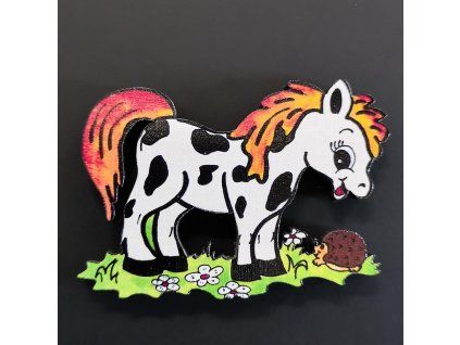 Magnet kůň 6 cm, buk masiv, chráněná dílna AMADEA