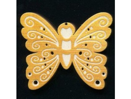 Wooden ornament with butterfly print 6 cm