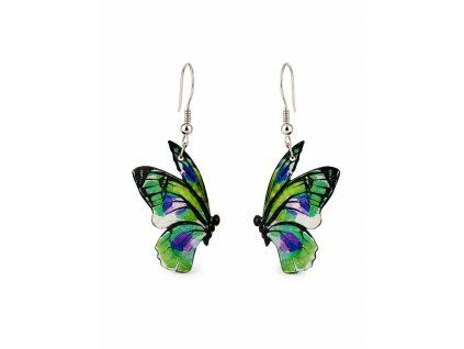 Holzohrringe Schmetterling grün, 3 cm