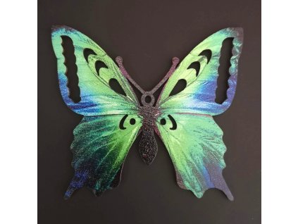 Dřevěná dekorace motýl  zelený 9 cm