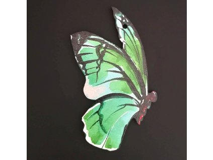 Wooden decoration butterfly green 9 cm