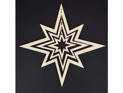 Wooden decoration 3D star 22 cm