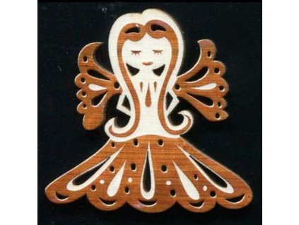 Wooden ornament with angel print 6 cm