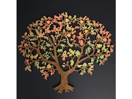 Dřevěný strom v podzimních barvách, barevná závěsná dekorace, 24 cm