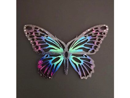 3658 drevena dekorace motyl barevny 9 cm