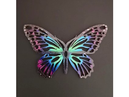 Dřevěná dekorace motýl  barevný 9 cm