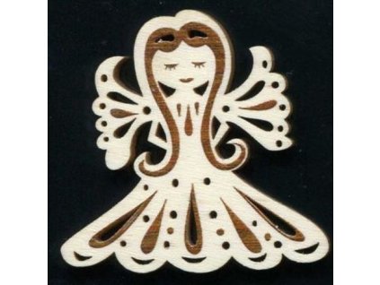 Wooden ornament with angel print 6 cm