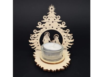 Vánoční dřevěný svícen - betlem