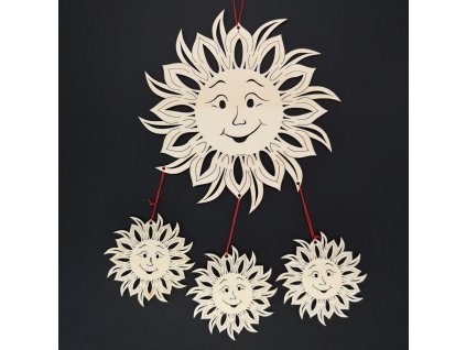 Wooden decoration 3D sun, for hanging, height 70 cm