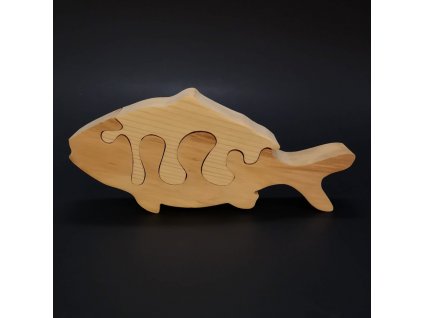 Wooden puzzle fish, solid wood of two types of wood, 19 cm