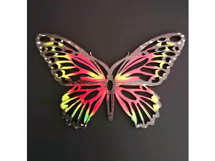 Dřevěná dekorace motýl barevný 9 cm