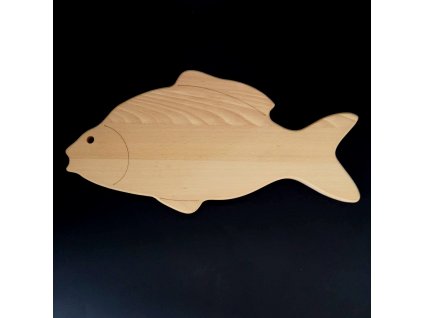 Wooden cutting board in the shape of a carp, solid wood, 45x22.5x2 cm