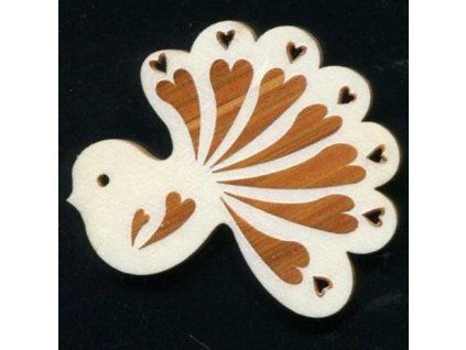 4504 drevena ozdoba s potiskem ptacek 6 cm