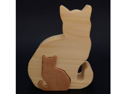 Dřevěné puzzle kočky