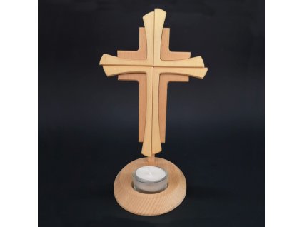 Dřevěný svícen kříž