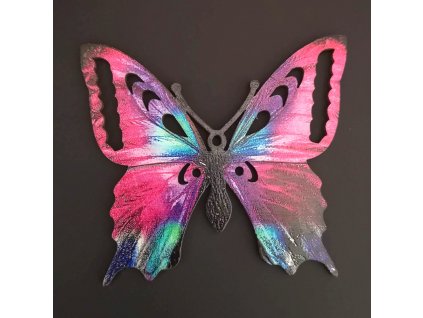 Dřevěná dekorace motýl fialový 9 cm