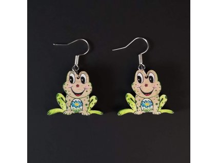 Wooden frog earrings, 2 cm