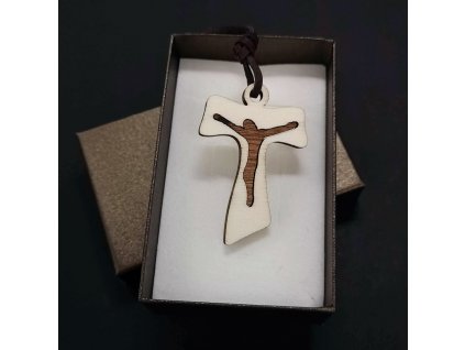 Wooden neck pendant in the shape of a cross, 5 cm
