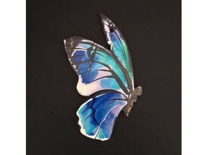 5860 drevena dekorace motyl modry 9 cm