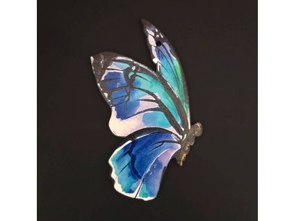 Wooden decoration butterfly blue 9 cm