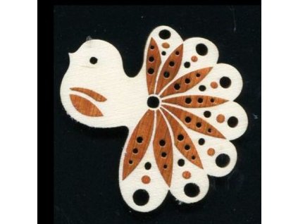 Drevená ozdoba s potlačou vtáčik 6 cm