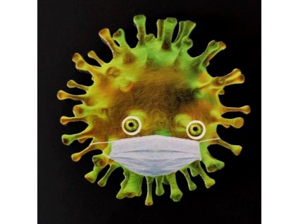 Dřevěný magnet COVIDáček zelený s rouškou 6 cm