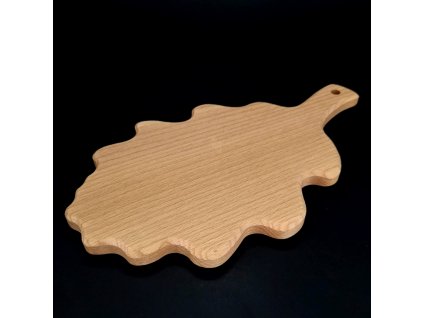 Wooden board in the shape of an oak leaf, solid wood, 27x15.5 cm