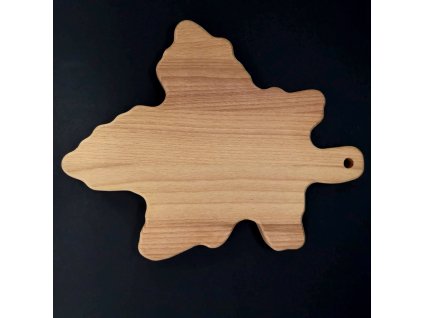 Wooden board in the shape of a maple leaf, solid wood, 35x25x2 cm