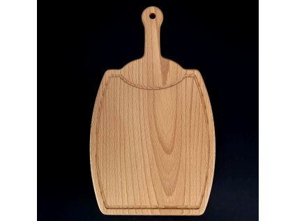 Wooden cutting board with barrel-shaped groove, solid wood, 36x21x1.5 cm