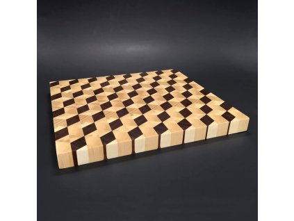 Wooden board serving mosaic, solid wood - joint made of 3 types of wood, 29x27x2.5 cm