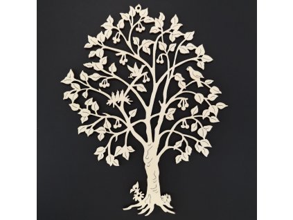 Kirschbaum aus Holz mit Vögeln, natürliche Hängedekoration, Höhe 21 cm