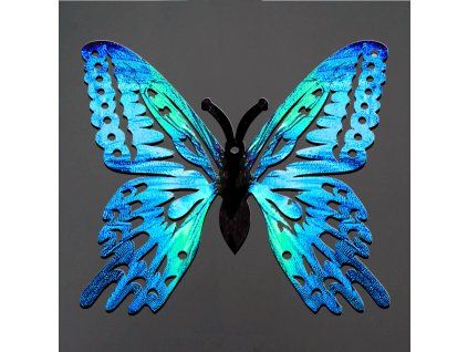 7293 1 drevena dekorace motyl modry 6 cm