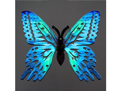 Dřevěná dekorace motýl modrý 6 cm