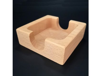 Square wooden stand for square coasters, solid wood, 12.5x12.5x4.5 cm