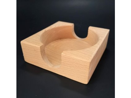 Square wooden stand for round coasters, solid wood, 12.5x12.5x4.5 cm