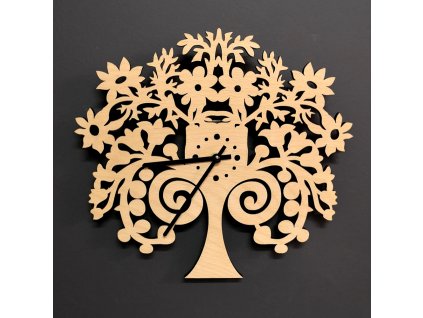Wooden wall clock in the shape of a tree, diameter 30 cm