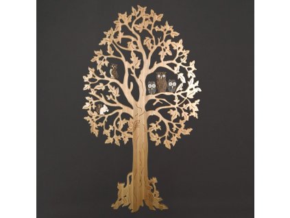 Maxi dekorace strom z masivu s kůrovými postavami 170 cm