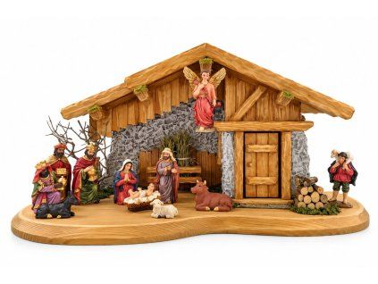 Holzkrippe mit Figuren 50 cm