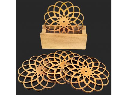 Súprava na stolovanie - stojan na podtácky a štyri rovnaké podtácky