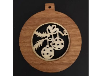 Solid wood ornament with insert - ball with 8 cm balls