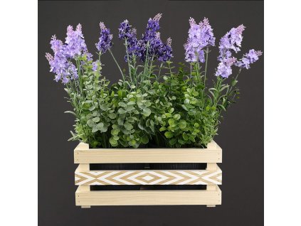 Wooden cover for two flowerpots with a diamond motif, 32x17x15cm, wooden flowerpot