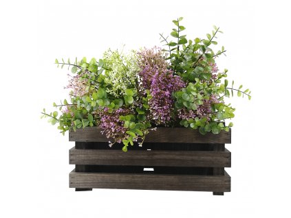 Wooden packaging with flower pots - dark, 32x17x15cm Czech product