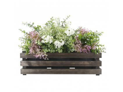 Wooden packaging with flower pots - dark, 47x17x15cm Czech product