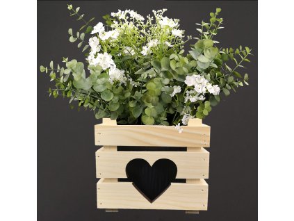 Wooden cover for a flower pot with a heart, 17x17x15cm Czech product